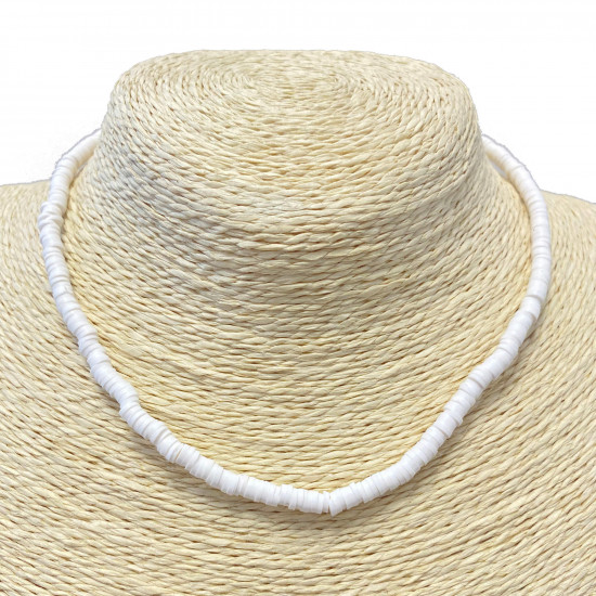 Mayorista collar Francia, collar heishi blanco - Felizz