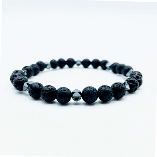 Mayorista joyas minerales, Pulseras minerales Piedra de lava y obsidiana 3