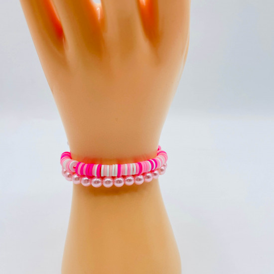 Set rosa und weiße Armbänder für kleine Mädchen, Modeschmuck für Berufstätige - Felizz
