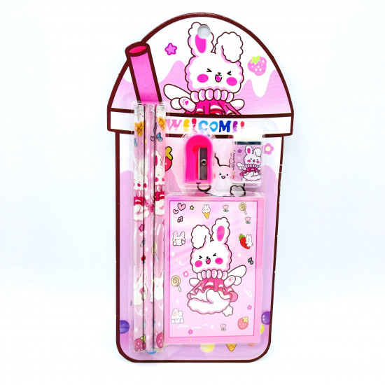 Grossiste gadget pour filles, vente en gros set de papeterie lapin cahier