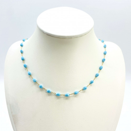 Fournisseur colliers en perles fantaisie, collier perles balinaises GN18-19N Bleu