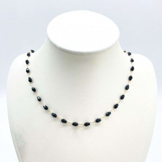 Fournisseur colliers en perles fantaisie, collier perles balinaises GN18-19N Noir