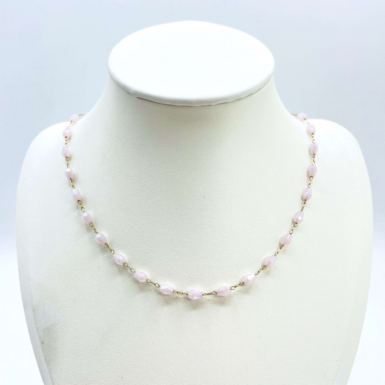 Fournisseur colliers en perles fantaisie, collier perles balinaises GN18-19N Rose