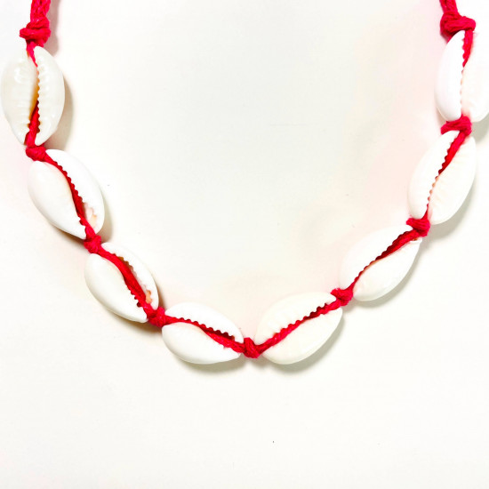 Grossiste bijoux fantaisies de qualité, bracelet coquillages ficelle fuschia