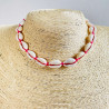 Fuchsia cowrie shell necklace