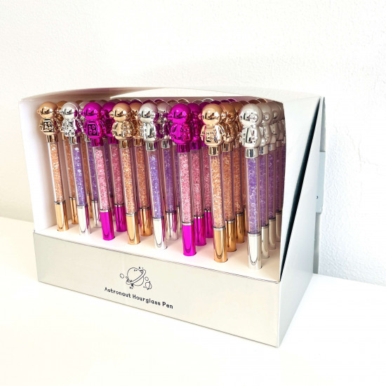 Grossiste gadget pour filles, présentoir 48 stylos astronautes strass