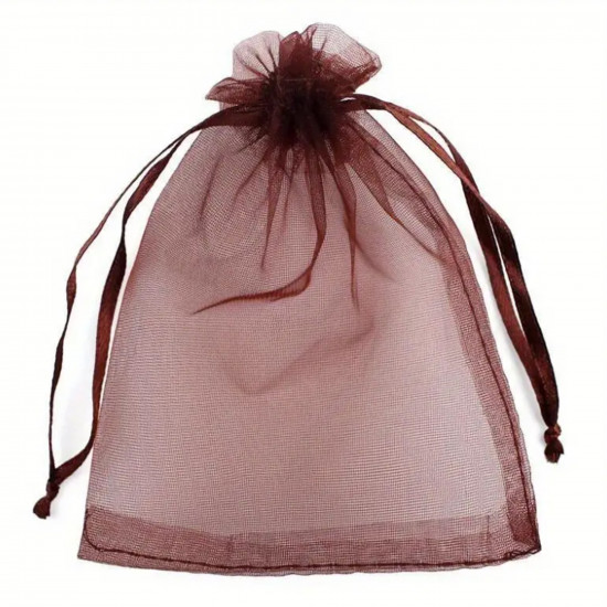 Emballage bijoux, bourse en organza marron - Felizz