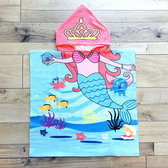 Children's pink mermaid bath cape, wholesale beach towels