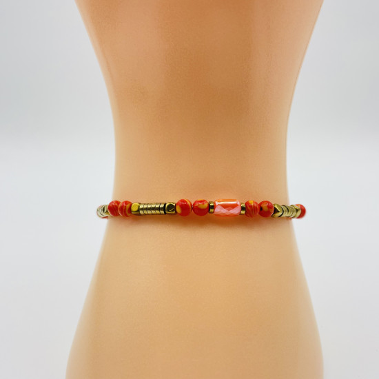 Fournisseur perles bijoux, bracelet perles balinaises GN18-31B ROUGE