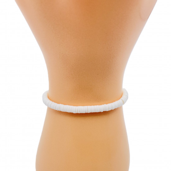 Bracelets heishi fin blanc, grossiste bijoux fantaisies