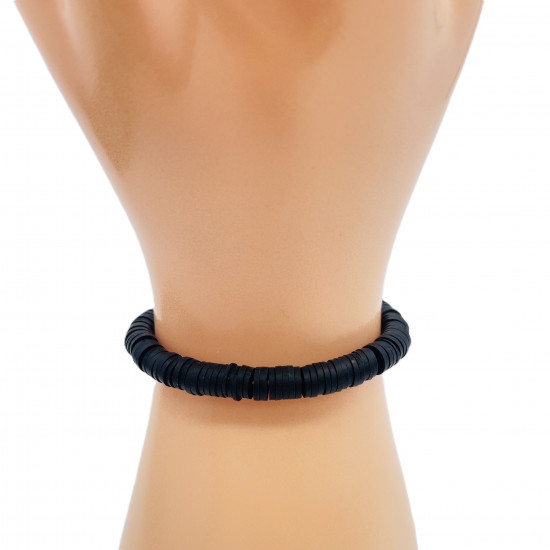 Pulseras gruesas de heishi negro, bisutería al por mayor