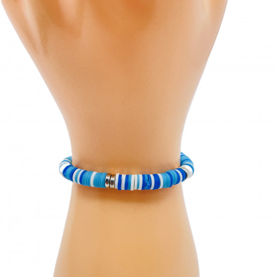 Bracelets heishi coloris bleu, grossiste bijoux fantaisies