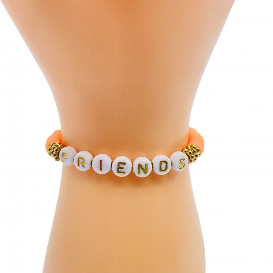 Bracelets heishi friends orange, grossiste bijoux fantaisies