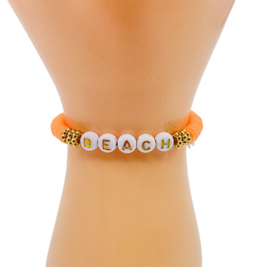 Bracelets heishi beach orange, grossiste bijoux fantaisies
