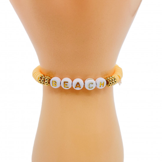 Armband heishi beach hellorange, großhändler modeschmuck