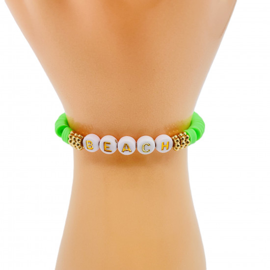 Bracciali heishi beach green, bigiotteria all'ingrosso