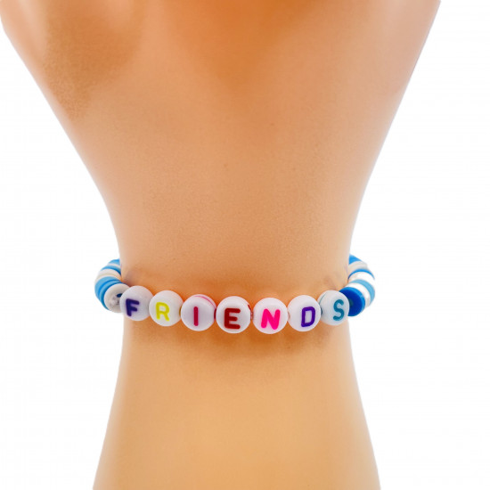 Bracciali heishi friends colore blu, gioielli di moda all'ingrosso