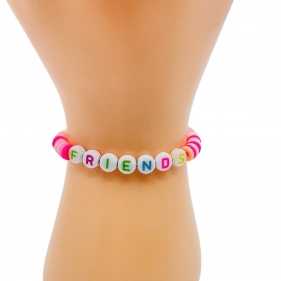 Braccialetti heishi friends colore rosa, gioielli di moda all'ingrosso