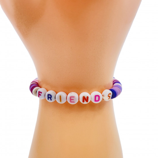 Bracelets heishi friends coloris violet foncé, grossiste bijoux fantaisies
