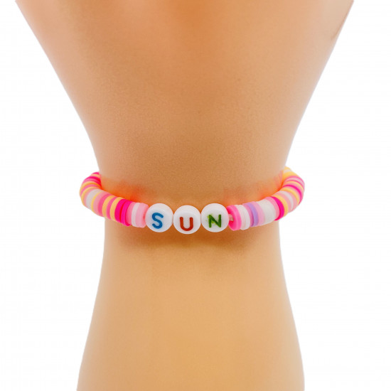 Bracelets heishi sun coloris rose, grossiste bijoux fantaisies