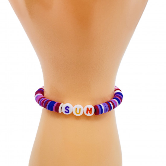 Pulseras sol Heishi color morado, bisuteria al por mayor
