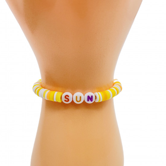 Bracelets heishi sun coloris jaune, grossiste bijoux fantaisies