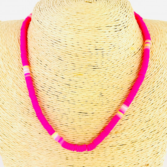 Fournisseur colliers fantaisies heishi rose, vente en gros colliers G131-17F