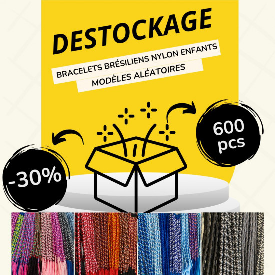 Confezione Destockage Braccialetti brasiliani in nylon per bambini - 600 pezzi