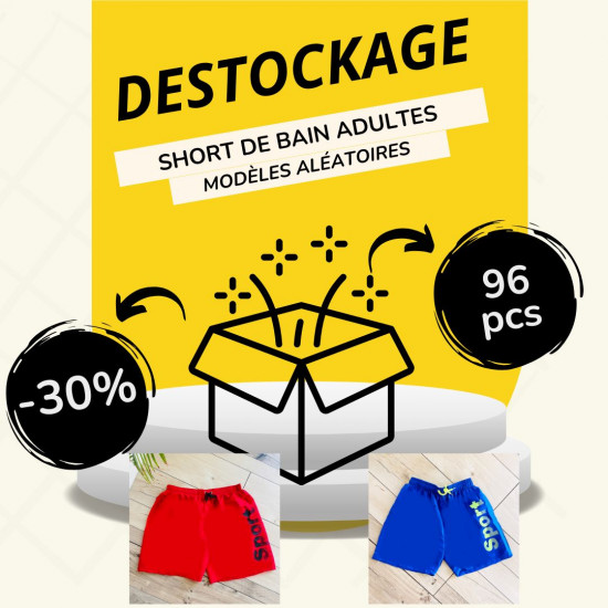 Pack Destockage Badeshorts Erwachsene - 96 Stück