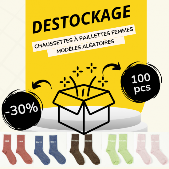 Pack Destockage chaussettes à paillettes femmes – 100 pièces