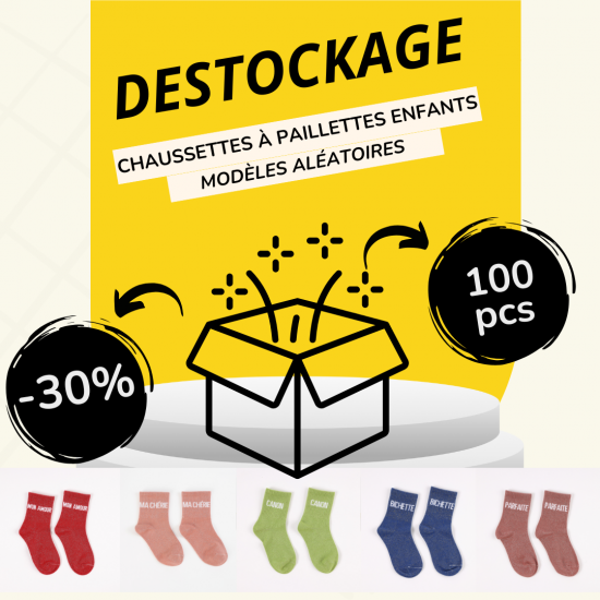 Pack Destockage Socken mit Pailletten Frauen - 100 Stück
