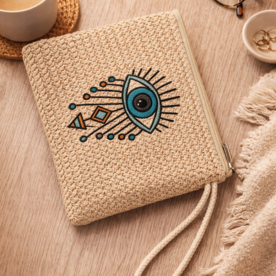 Pochette en paille œil de protection - Felizz