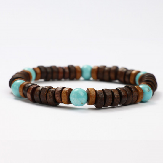 Grossiste bijoux minéraux, Bracelets minéraux Magnésite et Bois