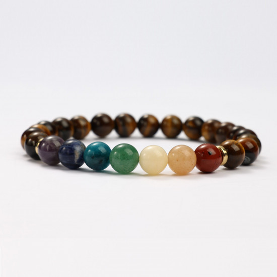 Mayorista joyas minerales, pulseras minerales ojo de tigre y 7 chakras