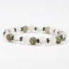 G151-23 Bracelets minéraux Labradorite, Jade blanc et Cristal blanc