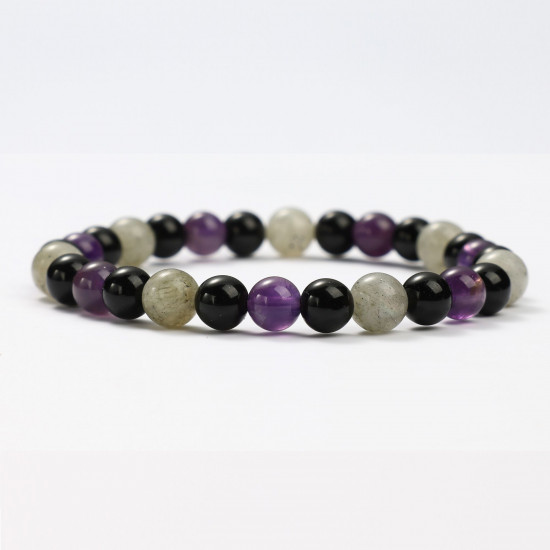 Wholesale mineral jewelry, Amethyst, Labradorite and Obsidian mineral bracelets