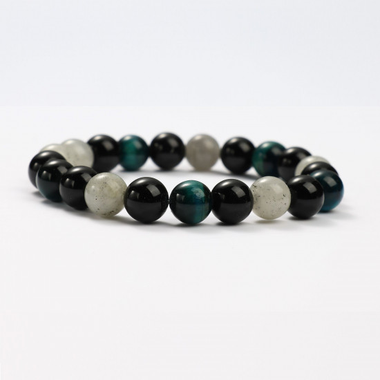 Grossiste bijoux minéraux, Bracelets minéraux Œil de Tigre bleu, Obsidienne et Labradorite