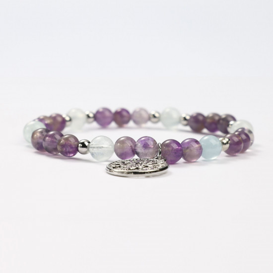 Großhändler für Mineralschmuck, Mineralarmbänder mit Aquamarin und Amethyst