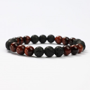 Pulseras minerales Ojo de buey y Piedra de lava