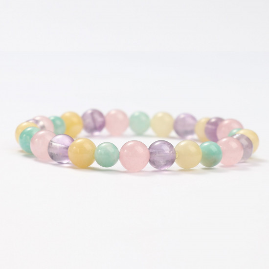 Wholesaler Mineral Jewelry, Mineral Bracelets Rose Quartz, Amethyhste, Amazonite and Honey Calcite