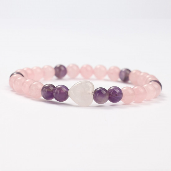 Grossista di gioielli minerali, bracciali minerali in quarzo rosa e ametista