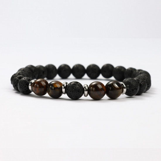 Wholesaler mineral jewelry, Lava Stone and Tiger Eye mineral bracelets