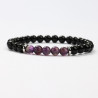 G151-59 Bracelets minéraux Obsidienne et Améthyste
