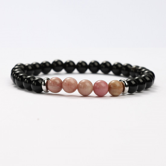 Wholesale mineral jewelry, Obsidian and Rhodochrosite mineral bracelets