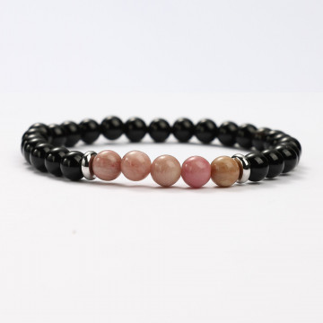 Bracciali con minerali di ossidiana e rodocrosite