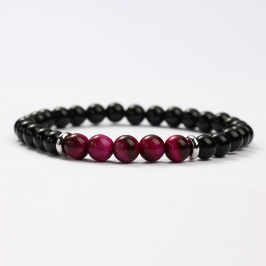 Mayorista joyas minerales, pulseras minerales de obsidiana y ojo de tigre rosa