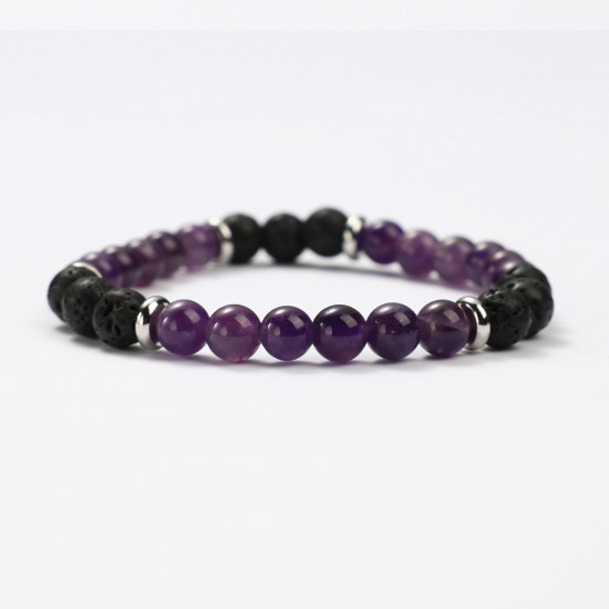 Wholesaler mineral jewelry, Amethyst and Lava Stone mineral bracelets