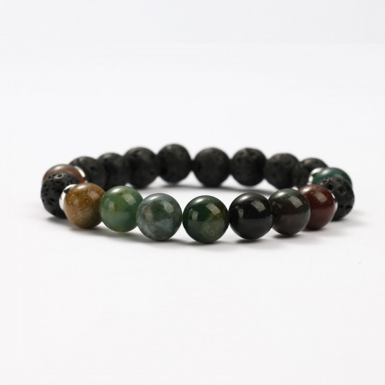 Fournisseur bijoux minéraux, Bracelets minéraux Agate Indienne et Pierre de Lave