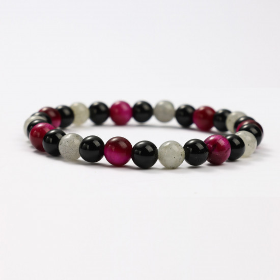 Proveedor de joyas minerales, pulseras minerales de ojo de tigre rosa, labradorita y obsidiana