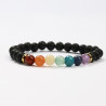 G151-77 Bracelets minéraux Pierre de lave et 7 chakras